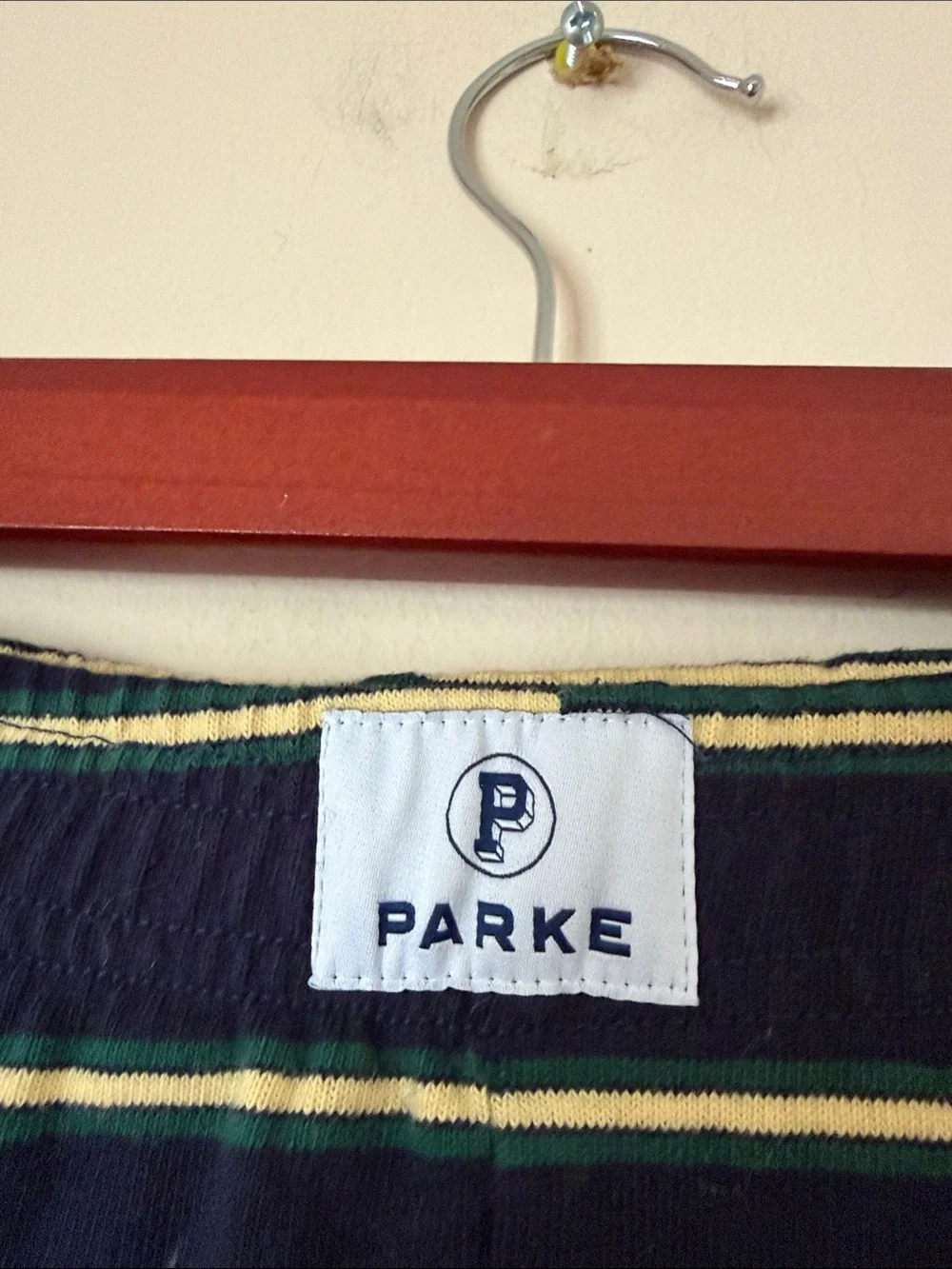 Parke navy blue striped shorts